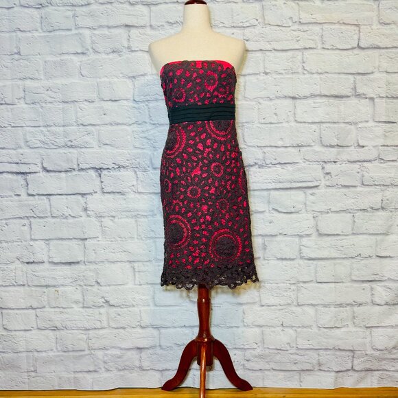 Anthropologie Floreat Lace Overlay Strapless Mini Dress - Picture 1 of 6